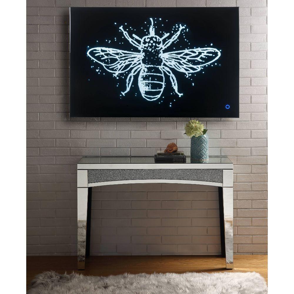 ACME Vedris Wall Art w/LED, Smoky Glass & Faux Crystal FredCo