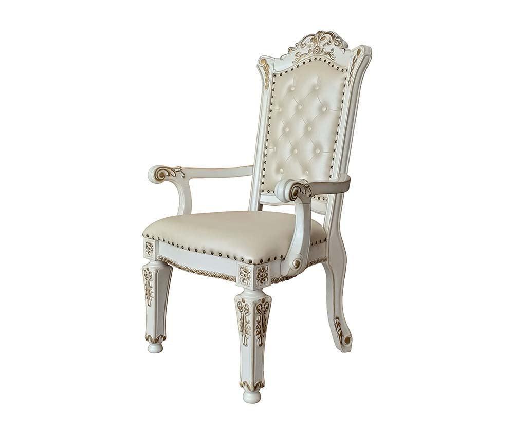ACME Vendom Arm Chair(Set-2), PU & Antique Pearl Finish 1 FredCo