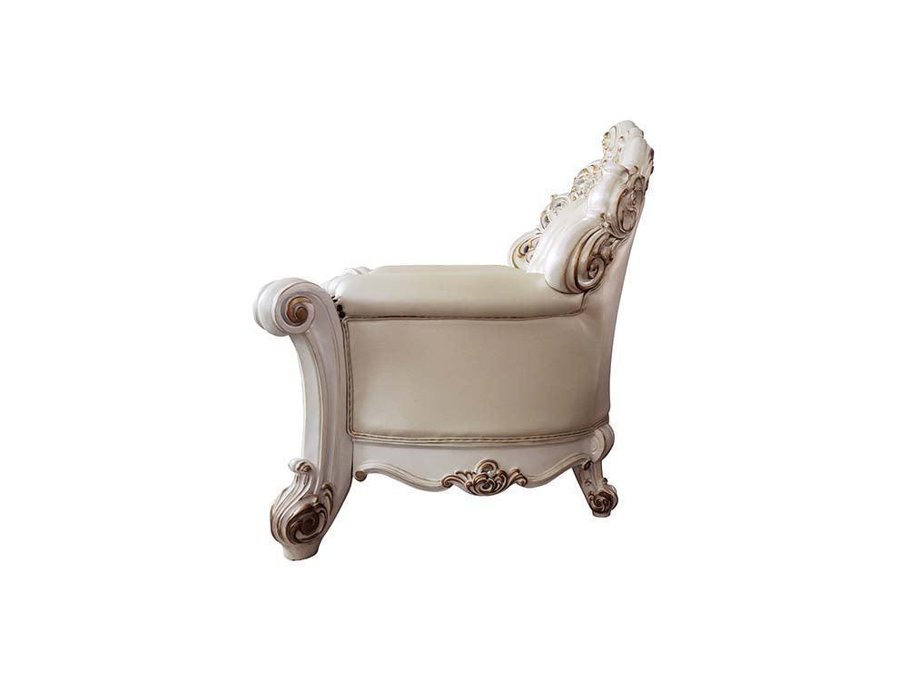 ACME Vendom Chair w/Pillow, Champagne PU & Antique Pearl Finsih FredCo
