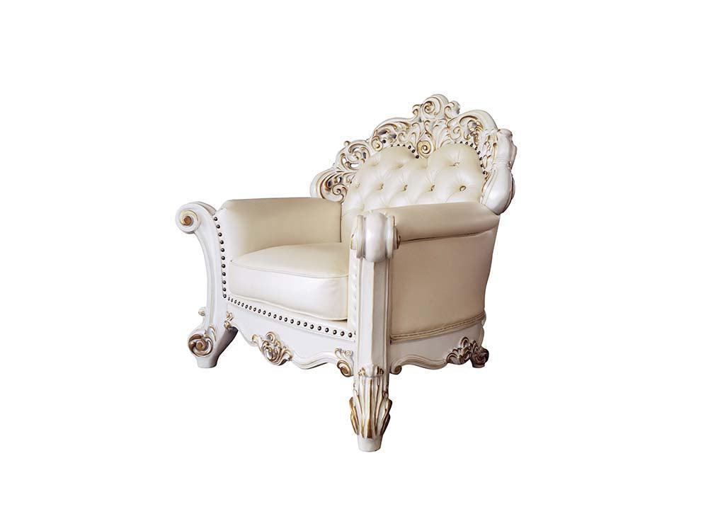 ACME Vendom Chair w/Pillow, Champagne PU & Antique Pearl Finsih FredCo