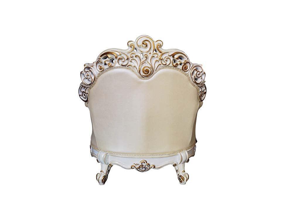 ACME Vendom Chair w/Pillow, Champagne PU & Antique Pearl Finsih FredCo
