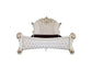 ACME Vendom Eastern King Bed, Two Tone Ivory Fabric & Antique Pearl Finish FredCo