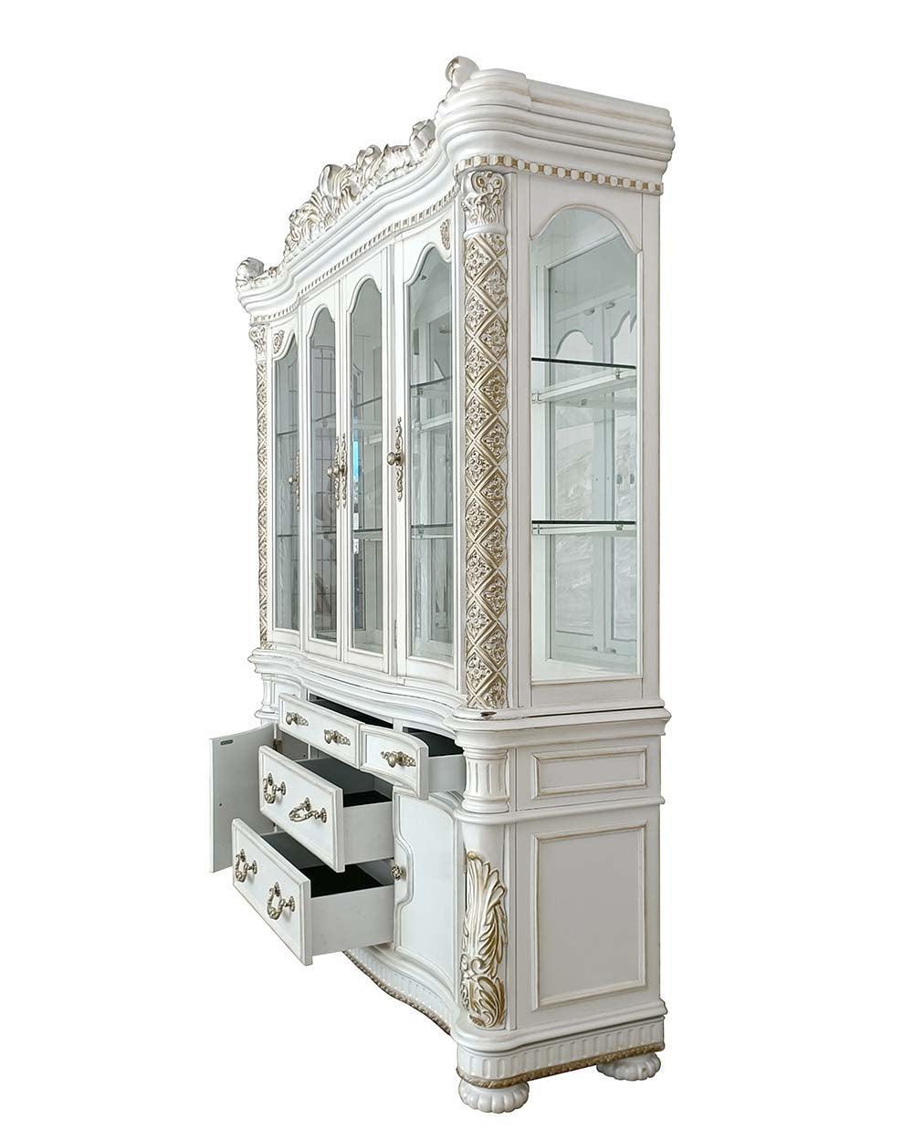 ACME Vendom Hutch & Buffet, Antique Pearl Finish FredCo