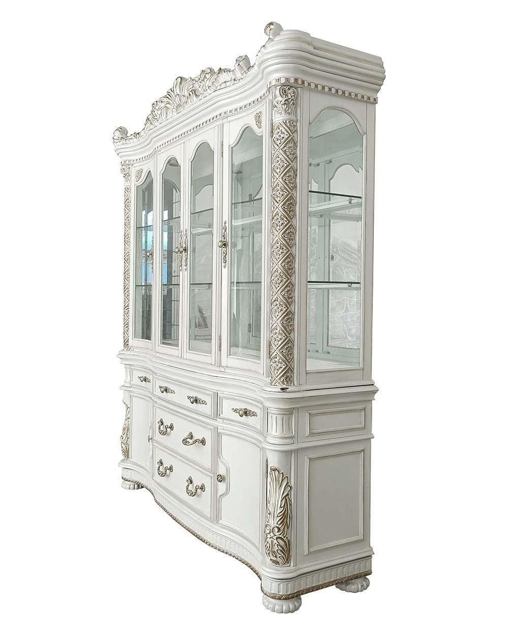 ACME Vendom Hutch & Buffet, Antique Pearl Finish FredCo