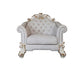 ACME Vendom II Chair w/2 Pillows, Two Tone Ivory Fabric & Antique Pearl Finsih FredCo