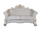 ACME Vendom II Loveseat w/4 Pillows, Two Tone Ivory Fabric & Antique Pearl Finsih FredCo