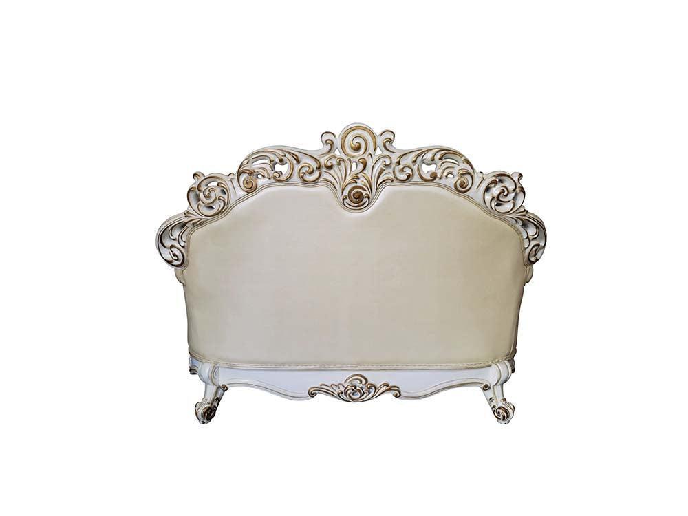 ACME Vendom Loveseat w/3 Pillows, Champagne PU & Antique Pearl Finsih FredCo