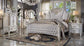 ACME Vendom Queen Bed, Two Tone Ivory Fabric & Antique Pearl Finish FredCo