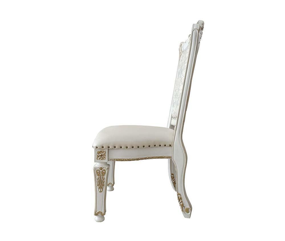 ACME Vendom Side Chair(Set-2), PU & Antique Pearl Finish FredCo