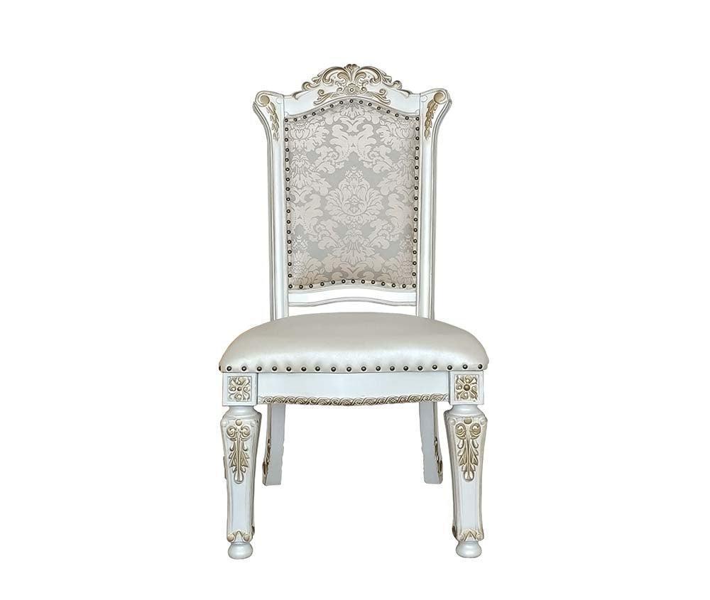 ACME Vendom Side Chair(Set-2), PU & Antique Pearl Finish FredCo