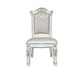 ACME Vendom Side Chair(Set-2), PU & Antique Pearl Finish FredCo