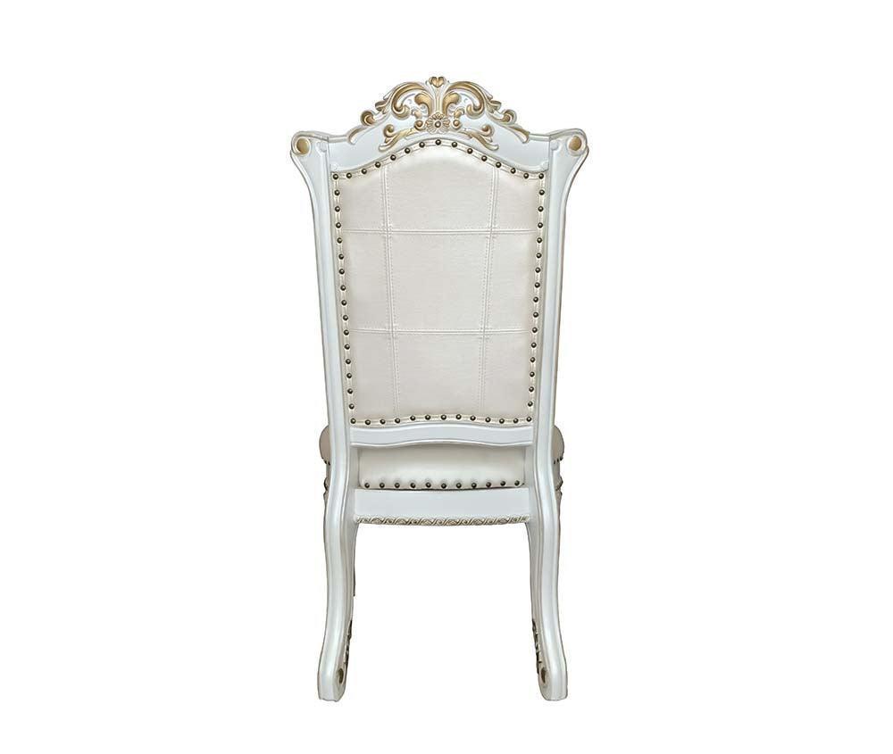 ACME Vendom Side Chair(Set-2), PU & Antique Pearl Finish FredCo