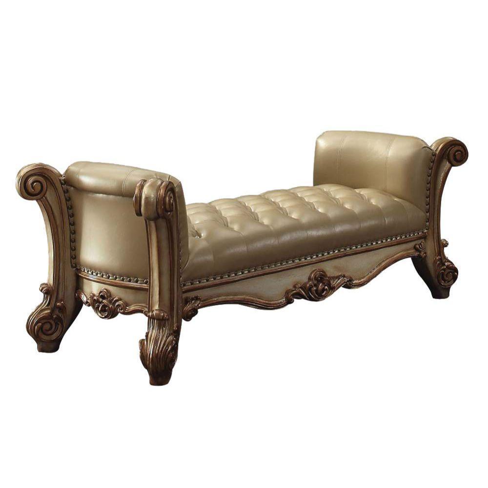 ACME Vendome Bench, Bone PU & Gold Patina FredCo