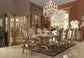 ACME Vendome Dining Table w/Double Pedestal, Gold Patina & Bone 120" 63000 FredCo
