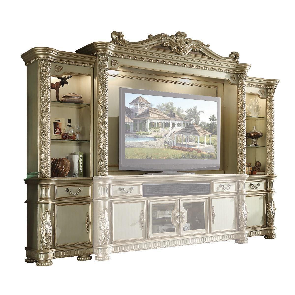 ACME Vendome II Entertainment Center, Gold Patina & Bone 91310 FredCo
