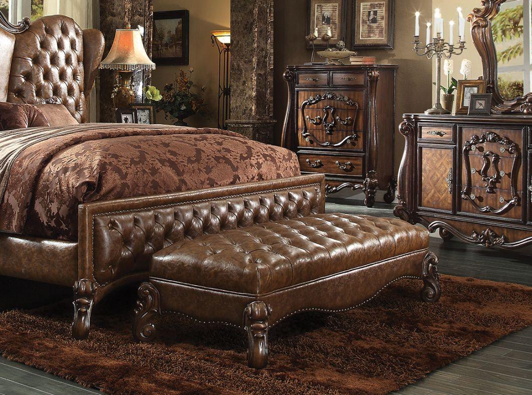 ACME VersaiLes Bench, 2-Tone Light Brown PU & Cherry Oak FredCo