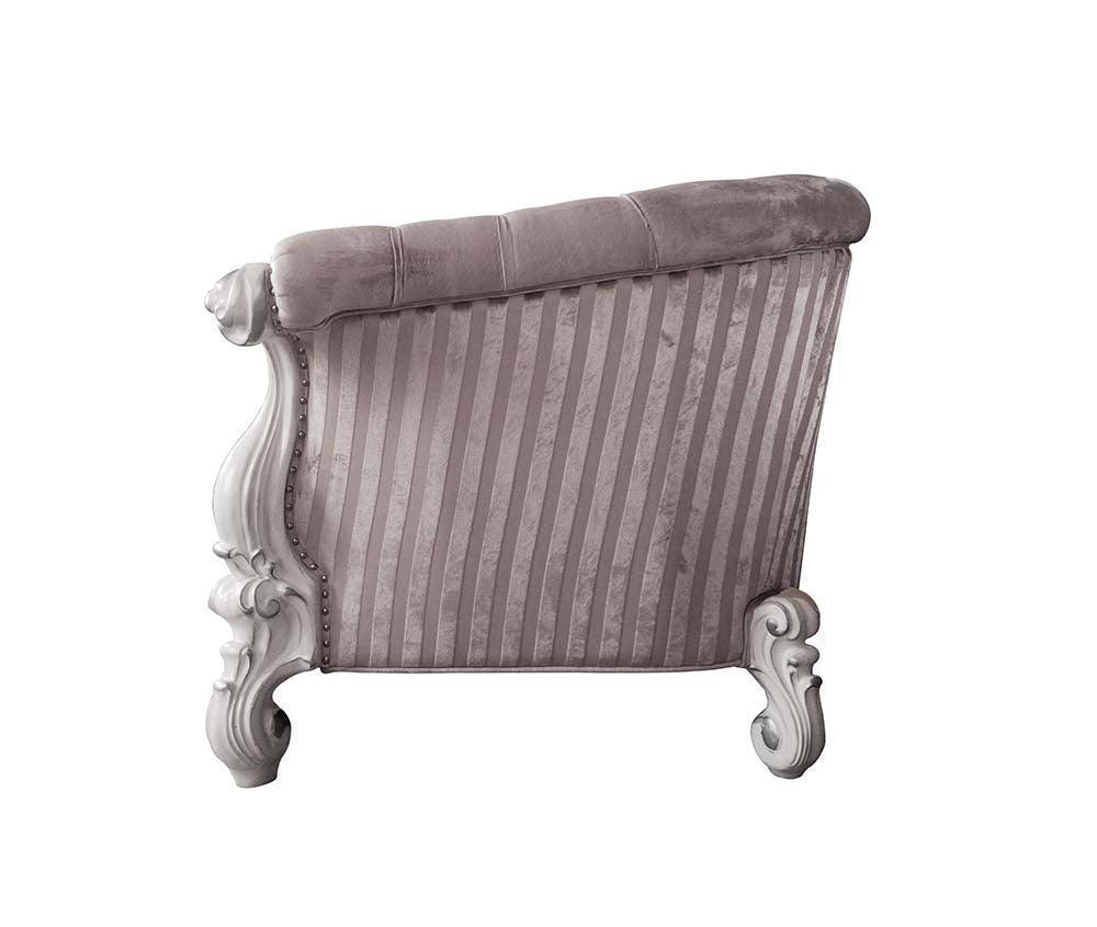 ACME Versailles Chair w/2 Pillows, Ivory Fabric & Bone White Finish FredCo