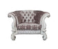 ACME Versailles Chair w/2 Pillows, Ivory Fabric & Bone White Finish FredCo