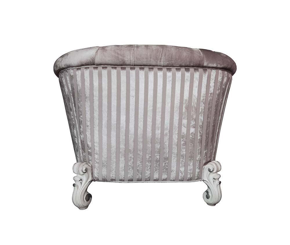 ACME Versailles Chair w/2 Pillows, Ivory Fabric & Bone White Finish FredCo