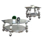 ACME Versailles Coffee Table, Antique Platinum & Clear Glass 86845 FredCo