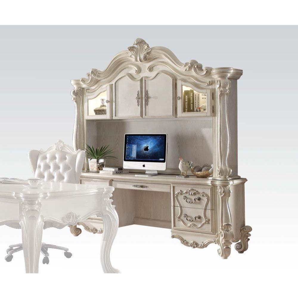 ACME Versailles Computer Desk & Hutch, Bone White 92278 FredCo