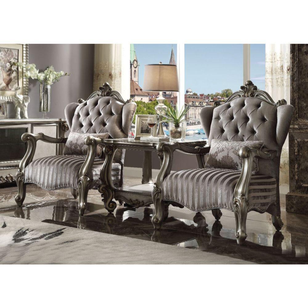 ACME Versailles End Table, Antique Platinum FredCo