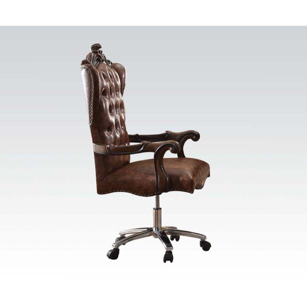 ACME Versailles Executive Chair w/Swivel & Lift, 2-Tone Light Brown PU & Cherry Oak FredCo
