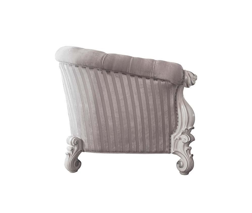 ACME Versailles Loveseat w/5 Pillows, Ivory Fabric & Bone White Finish FredCo
