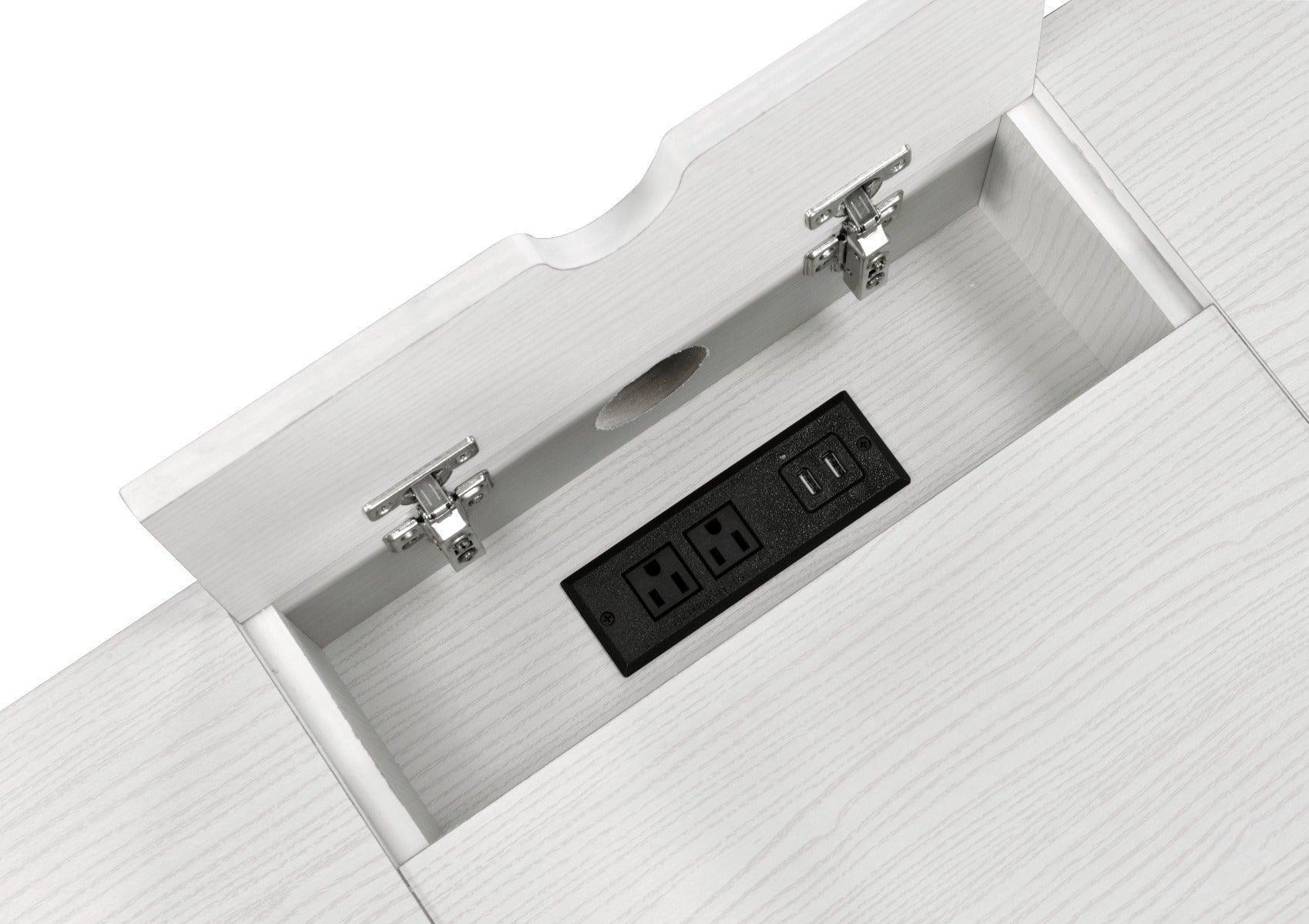 ACME Verster Built-in USB Port Writing Desk, Natural & Black Finish FredCo