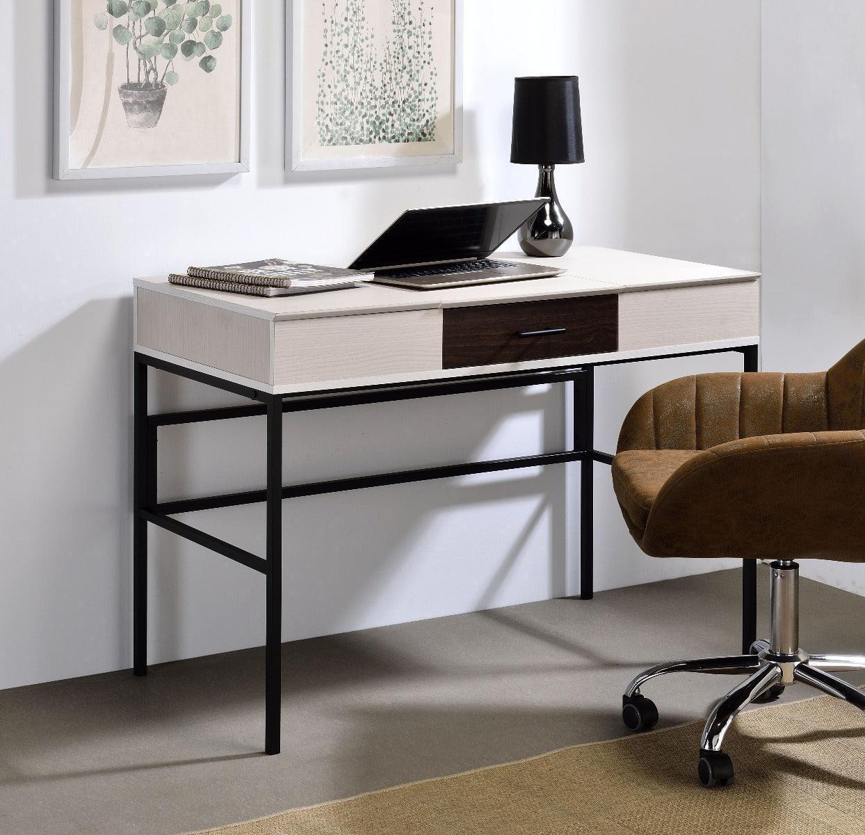 ACME Verster Built-in USB Port Writing Desk, Natural & Black Finish FredCo