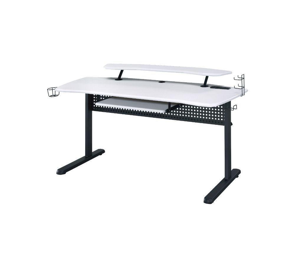 ACME Vildre Gaming Table w/USB Port, Black & White Finish FredCo