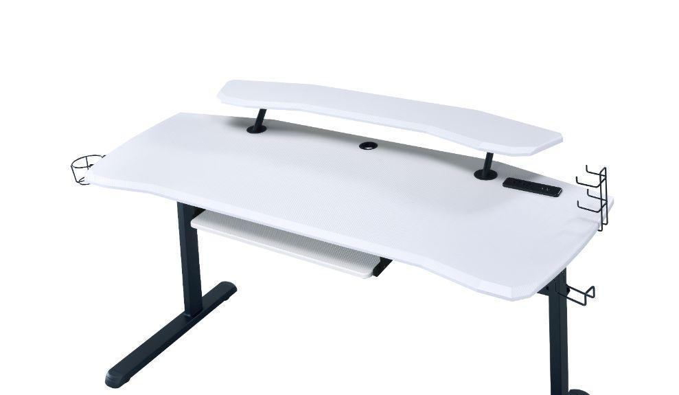 ACME Vildre Gaming Table w/USB Port, Black & White Finish FredCo