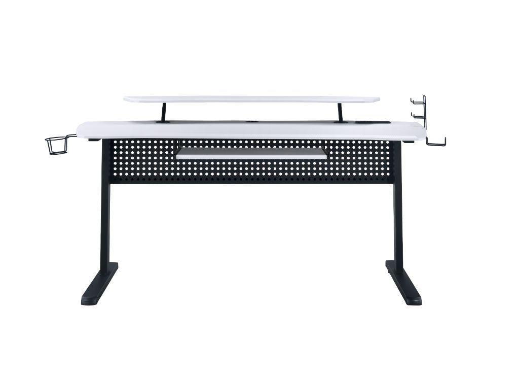 ACME Vildre Gaming Table w/USB Port, Black & White Finish FredCo
