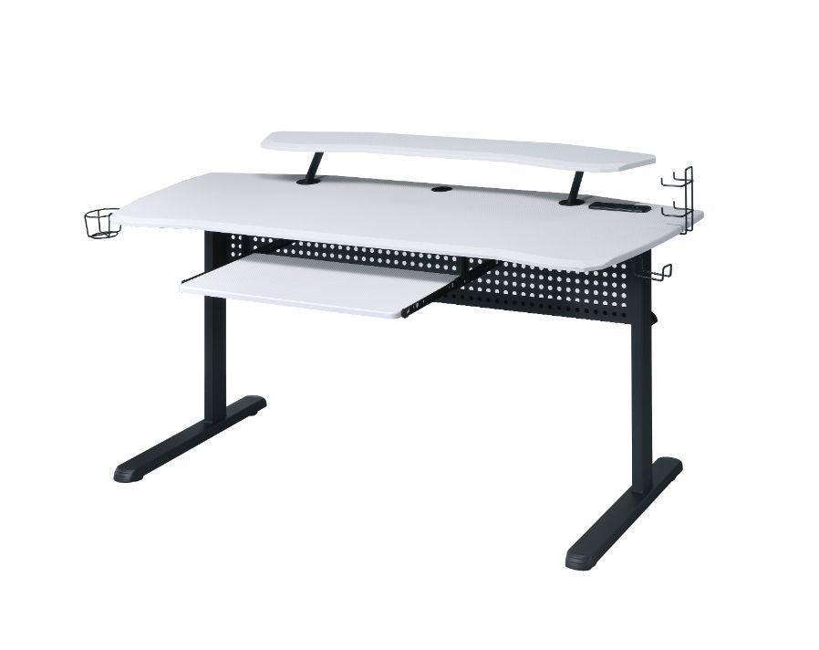 ACME Vildre Gaming Table w/USB Port, Black & White Finish FredCo