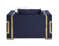 ACME Virrux Chair w/2Pillows, Blue Velvet & Gold Finish FredCo