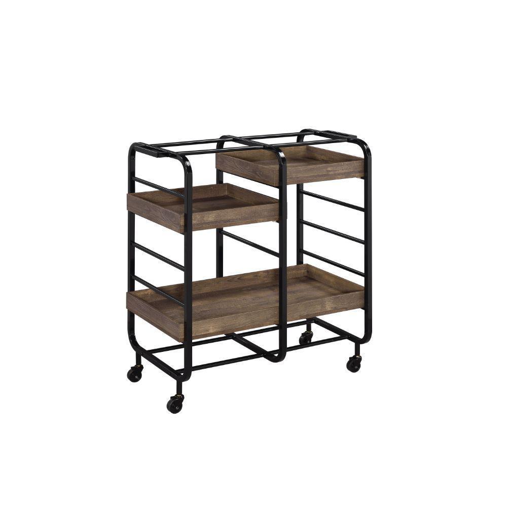 ACME Vorrik Serving Cart, Black & Walnut FredCo