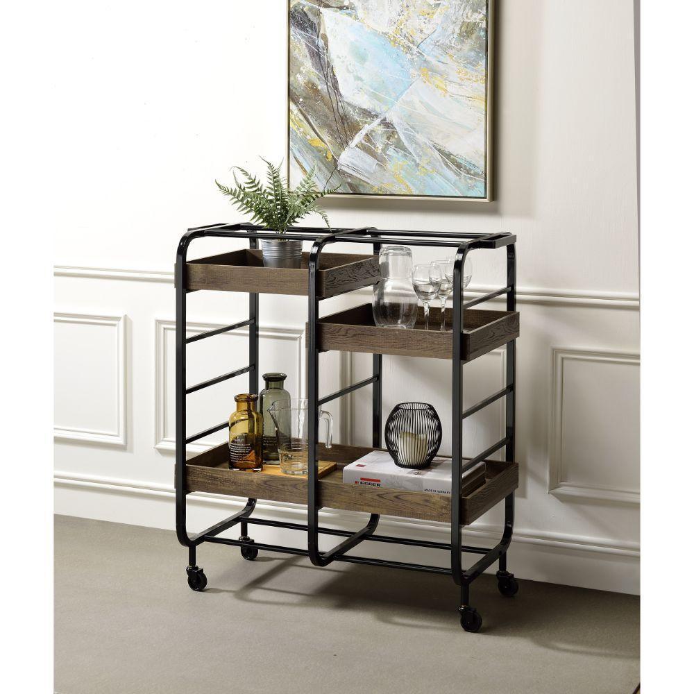 ACME Vorrik Serving Cart, Black & Walnut FredCo