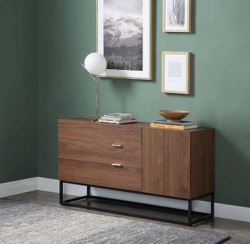 ACME Walden Console Table, Walnut & Black Finish FredCo
