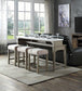 ACME Wandella 4Pc Pk Counter Height Set w/USB, Beige Fabric, Marble & Rustic Oak Finish FredCo