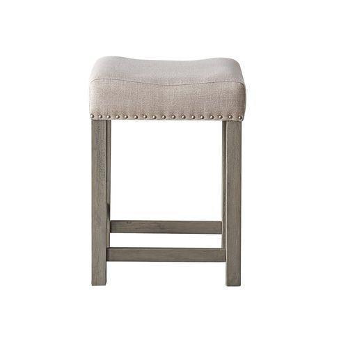 ACME Wandella 4Pc Pk Counter Height Set w/USB, Beige Fabric, Marble & Rustic Oak Finish FredCo