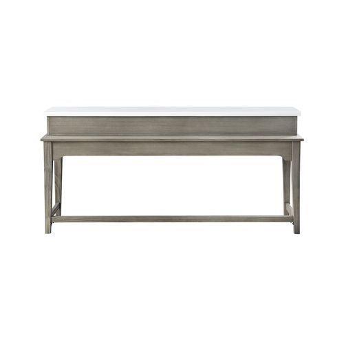 ACME Wandella 4Pc Pk Counter Height Set w/USB, Beige Fabric, Marble & Rustic Oak Finish FredCo