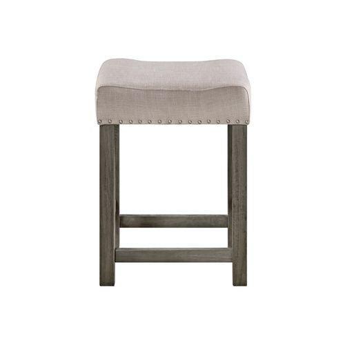 ACME Wandella 4Pc Pk Counter Height Set w/USB, Beige Fabric, Marble & Weathered Gray Finish FredCo