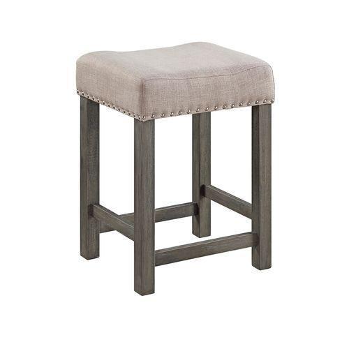 ACME Wandella 4Pc Pk Counter Height Set w/USB, Beige Fabric, Marble & Weathered Gray Finish FredCo