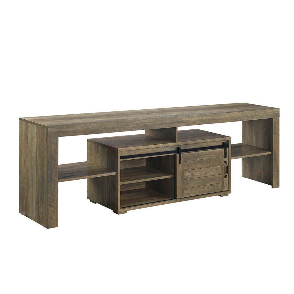 ACME Wasim TV Stand, Rustic Oak Finish FredCo