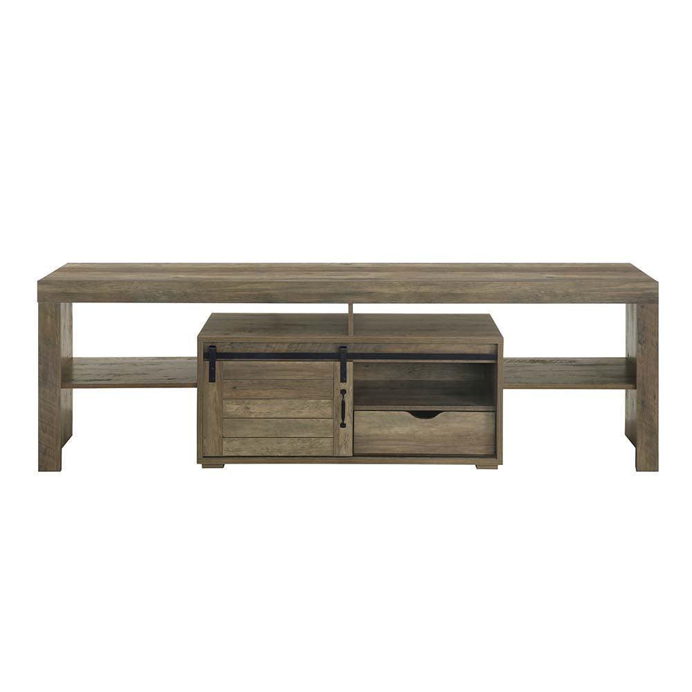 ACME Wasim TV Stand, Rustic Oak Finish FredCo