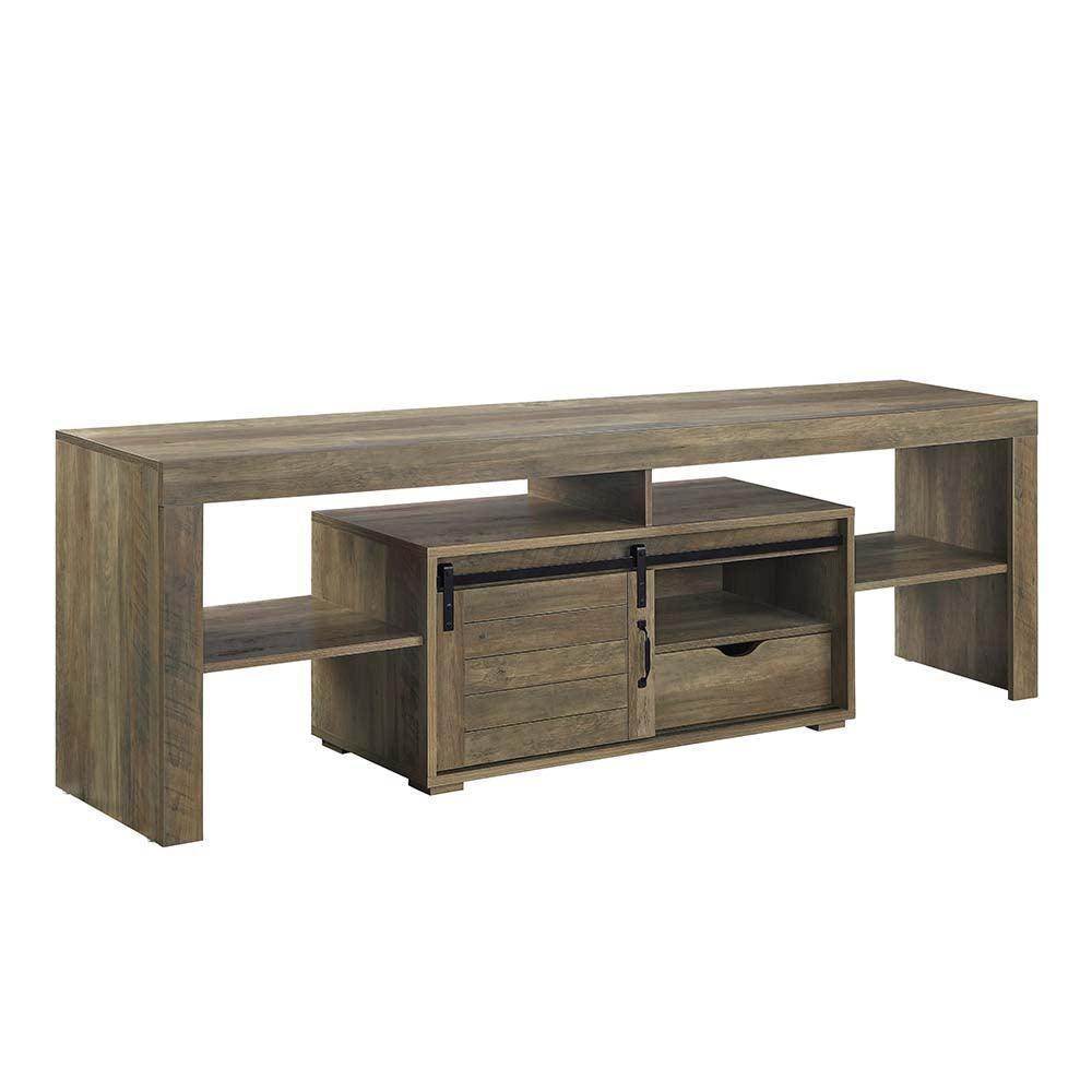 ACME Wasim TV Stand, Rustic Oak Finish FredCo
