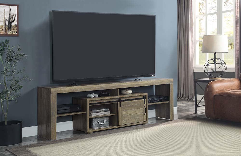 ACME Wasim TV Stand, Rustic Oak Finish FredCo