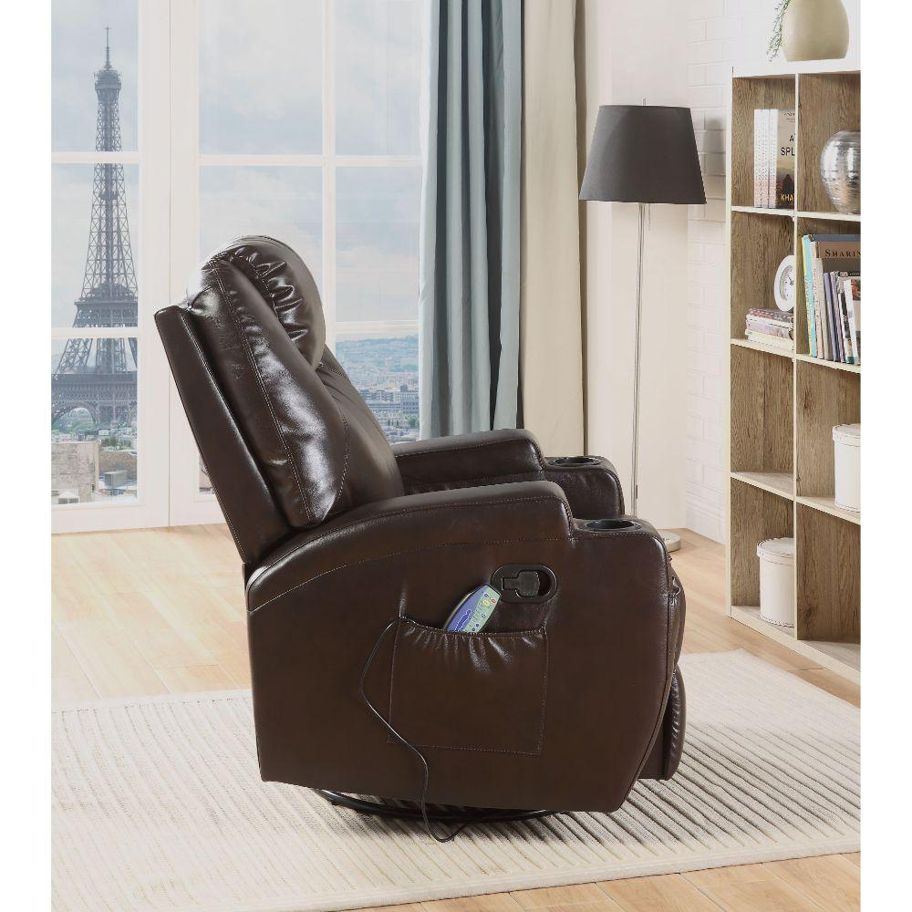 ACME Waterlily Rocker Recliner w/Swivel (Motion), Brown PU FredCo