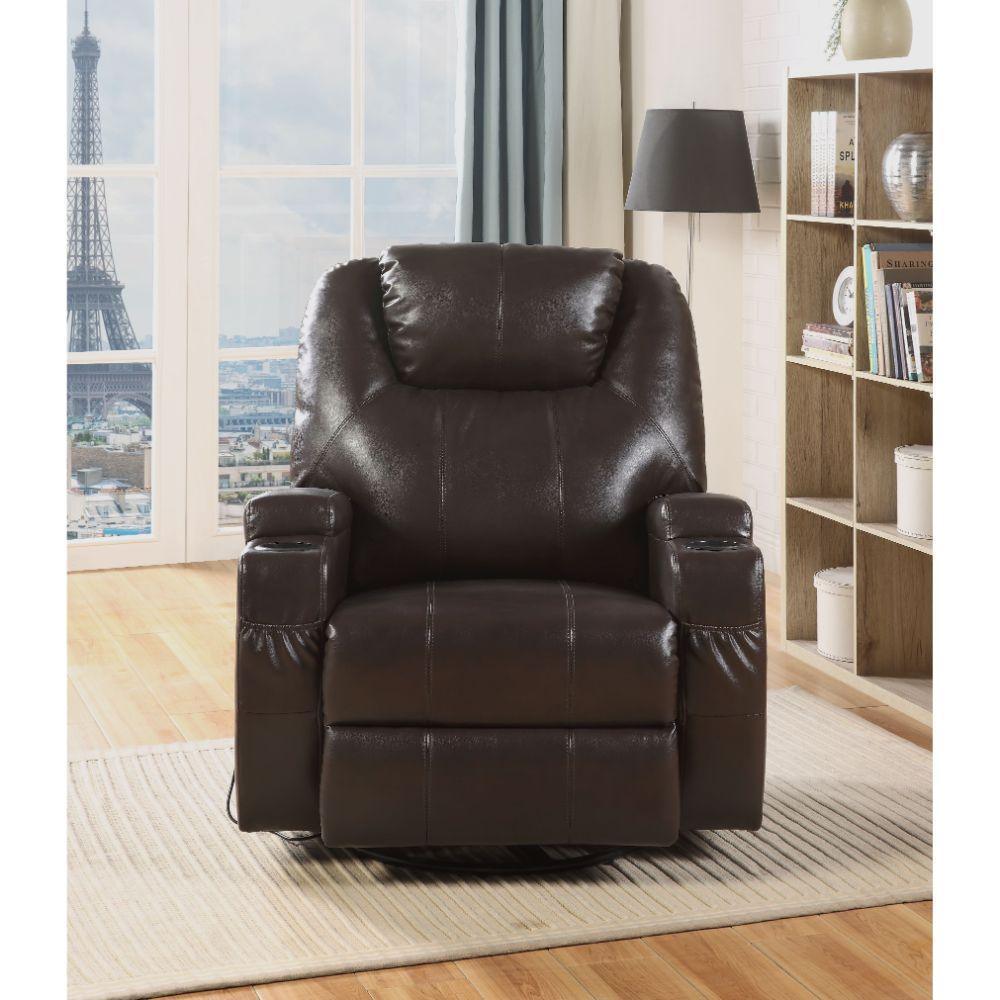 ACME Waterlily Rocker Recliner w/Swivel (Motion), Brown PU FredCo