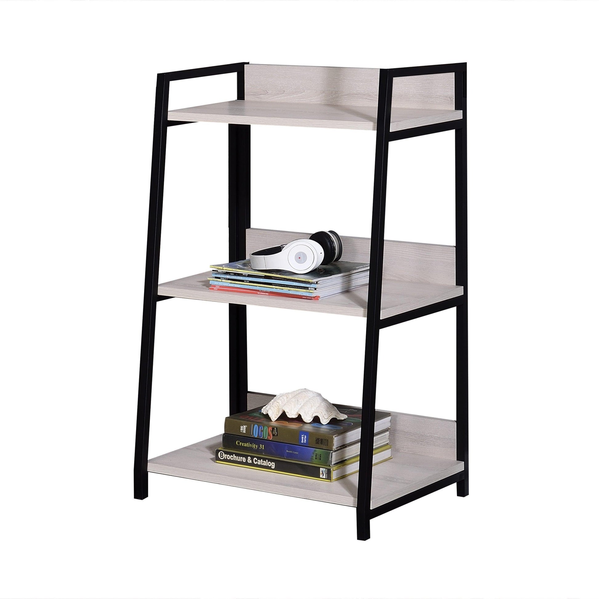 ACME Wendral Bookshelf (3-Tier), Natural & Black FredCo